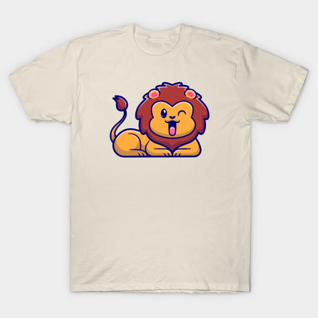 Cute Lion Smiling Cartoon T-Shirt by Catalyst Labs